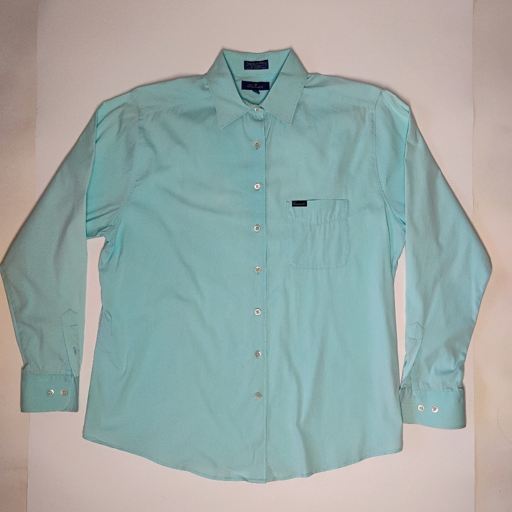 Faconnable Men's Size Medium Dress Shirt Button Up Light Aqua